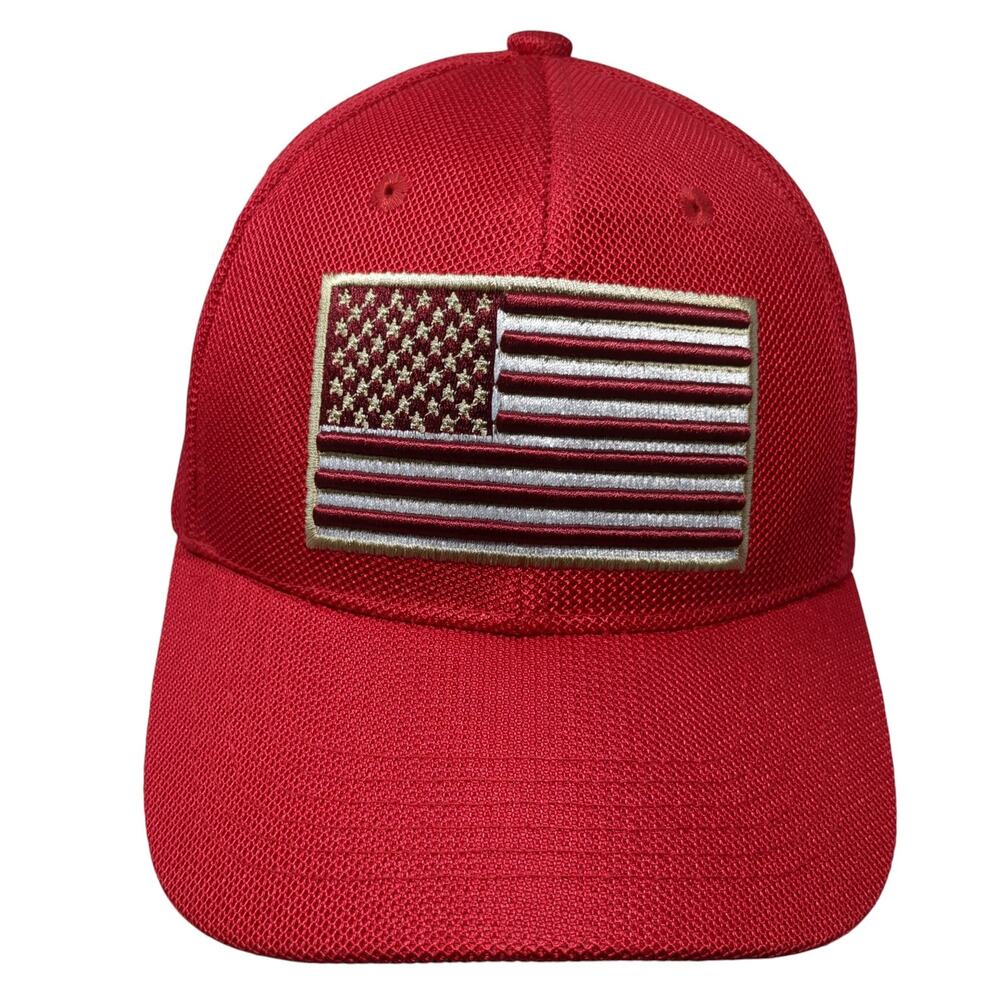 USA Flag Strapback Hat Red One Size Adjustable Vent Holes ACE Cap